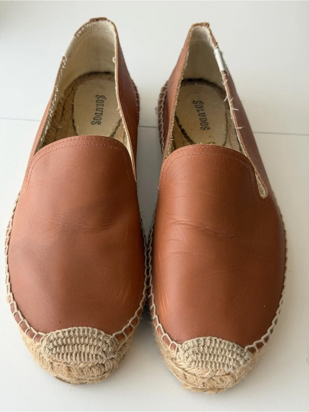 Soludos espadrilles Camel Tan Brown leather Slip on Size 10